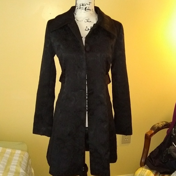 Charlotte Russe Jackets & Blazers - Black floral imprint trench coat